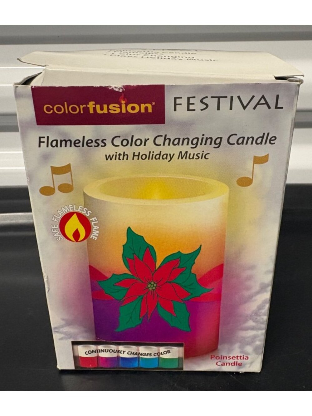 Colorfusion Flameless Color Changing Candle Christmas Flameless Music Poinsettia